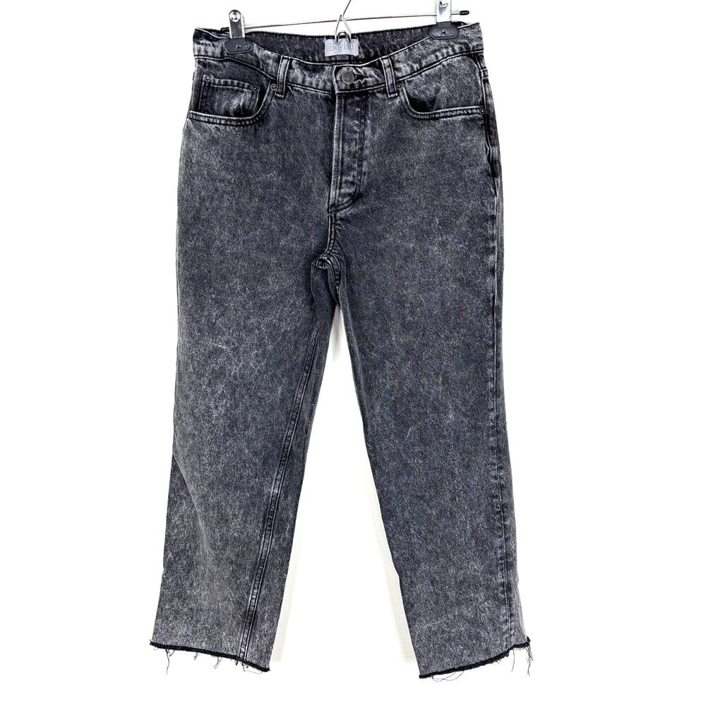 Boyish The Tommy High Rise Straight Toxic Avenger Cropped raw hem black size 28